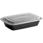28 oz. Black Rectangular Microwavable Heavy Weight Container