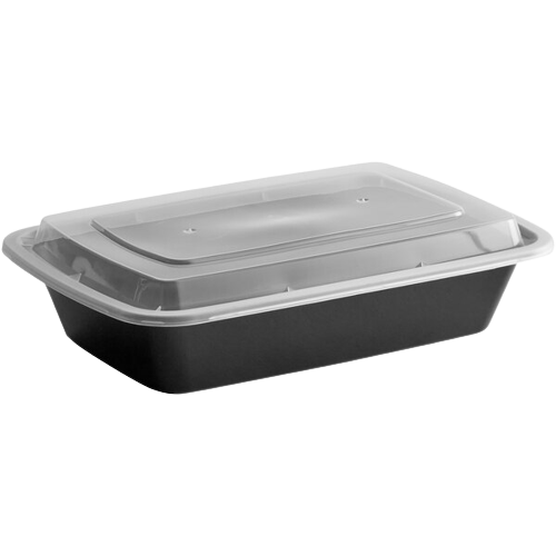 28 oz. Black Rectangular Microwavable Heavy Weight Container