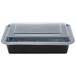 Black Rectangle Microwavable Container 38oz-150