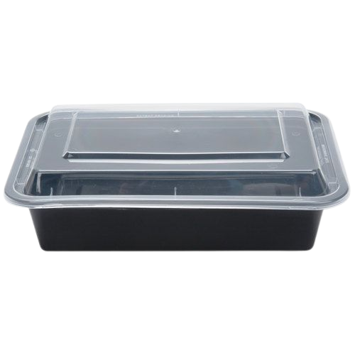 Black Rectangle Microwavable Container 38oz-150