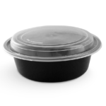 Round Black Microwavable Container 24oz (150-pack)