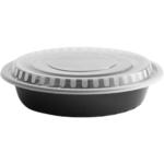Round Black Microwavable Container 48oz (90/pack)